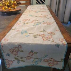 Embroidered Blue Bird‎ And Cherry Blossom Splendid Home Table Runner 70"